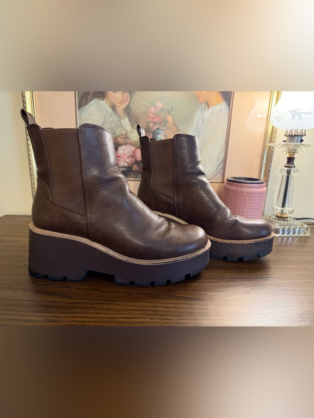 Dirty Laundry Dark Brown Platform Chelsea Boots